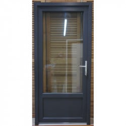 Porte d'Entrée PVC Anthracite H208xL96 cm | 5 Points & Seuil Plat
