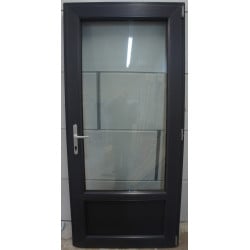 Porte d'Entrée PVC Anthracite H208xL96 cm | 5 Points & Seuil Plat