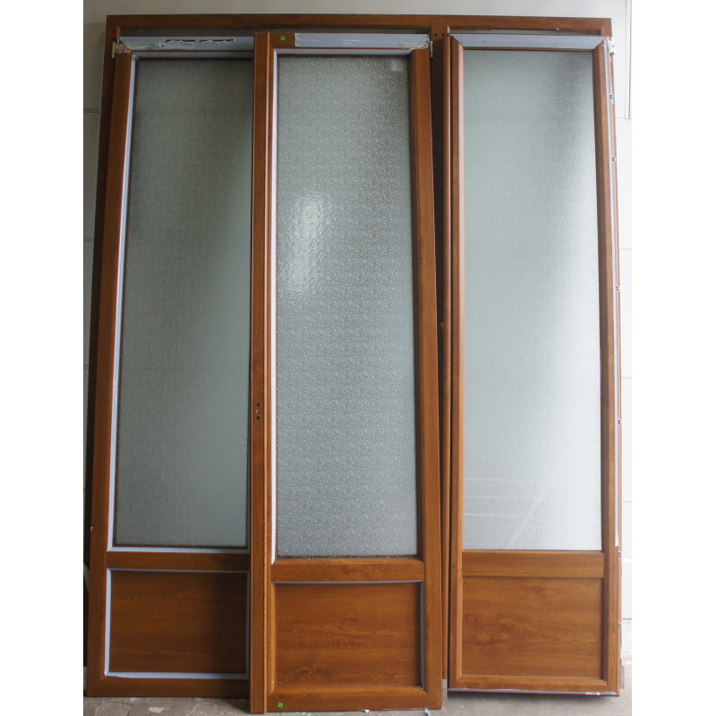 Porte-Fenêtre PVC Chêne Doré 3 Vantaux H240xL192