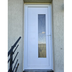 Porte d'Entrée PVC Blanche Vitrée H218 x L96 cm MTU055 | Fin de Chantier