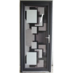 Porte Entrée PVC Anthracite & Blanc H218xL96 | MTU763