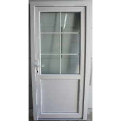 Porte Entrée PVC Blanc Demi-Vitrée H190xL90 | VOB919