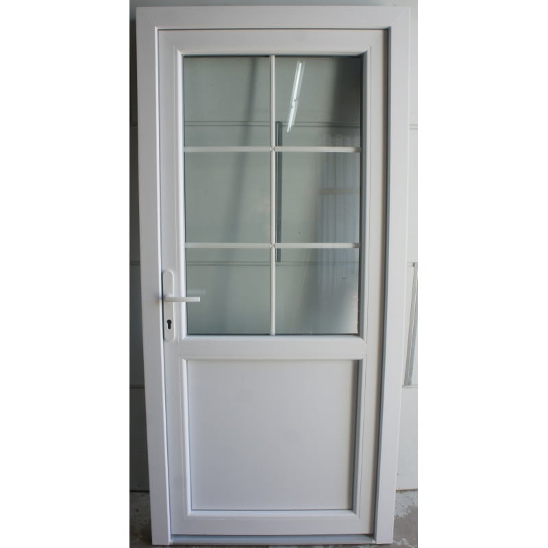 Porte Entrée PVC Blanc Demi-Vitrée H190xL90 | VOB919