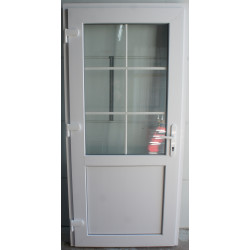 Porte Entrée PVC Blanc Demi-Vitrée H190xL90 | VOB919