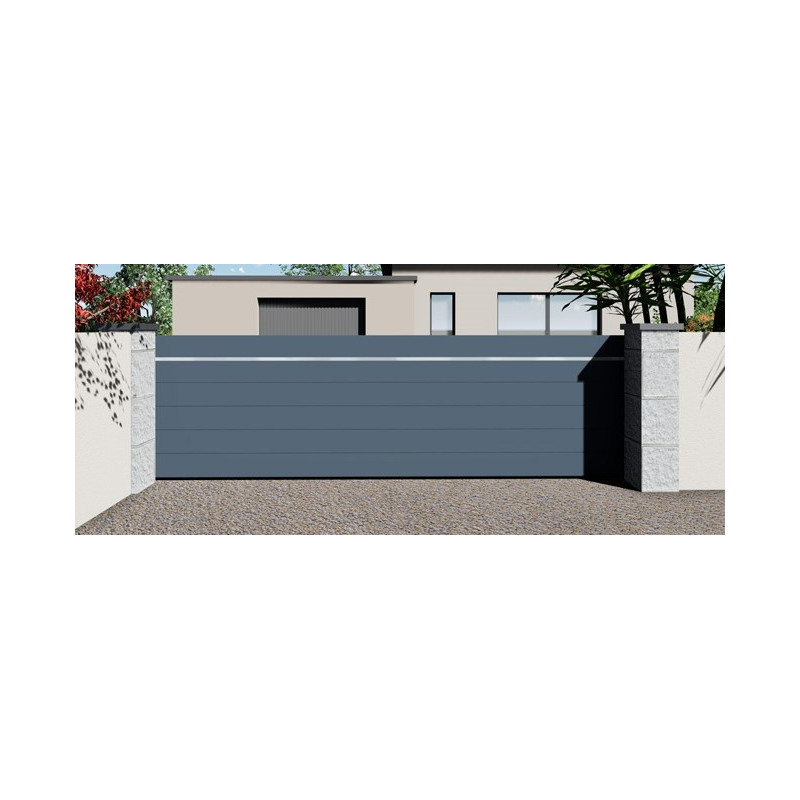 Portail Coulissant Alu RAL 7016 Anthracite 400x160cm - Ligne Déco
