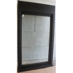 Fenêtre PVC Blanc/Noir Sablé 1 Vantail + Volet | 183x106 cm
