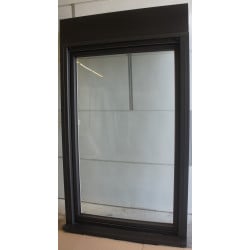 Fenêtre PVC Blanc/Noir Sablé 1 Vantail + Volet | 183x106 cm