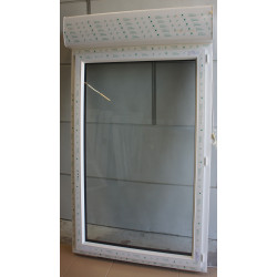 Fenêtre PVC Blanc/Noir Sablé 1 Vantail + Volet | 183x106 cm