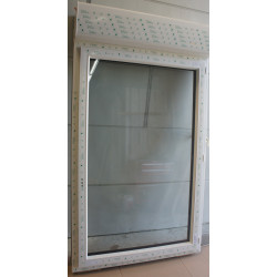 Fenêtre PVC Blanc/Noir Sablé 1 Vantail + Volet | 183x106 cm