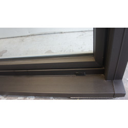 Fenêtre PVC Blanc/Noir Sablé 1 Vantail + Volet | 183x106 cm