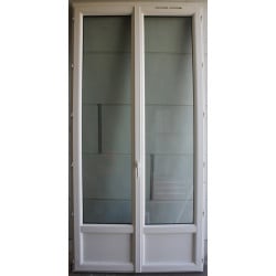 Porte-Fenêtre PVC Anthracite Blanc 2 Vantaux H250xL123