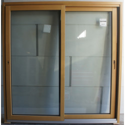 Baie Vitrée Mixte Alu/Bois Chêne H184xL176 | LKE010