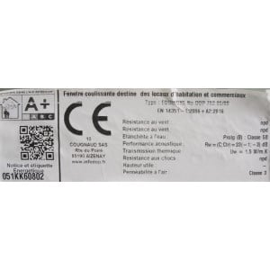 Baie Vitrée PVC Blanc H231xL183 | Fab. Française | LKE040