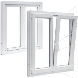 Fenêtre PVC Anthracite & Blanc H108xL126 cm | Oscillo-Battant