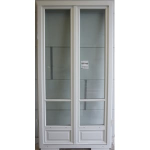 Porte-Fenêtre Bois 2 Vantaux Lasuré Blanc H214xL107 | LKF013