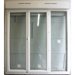 Porte-Fenêtre PVC 3 Vitres avec Volet Manuel H214xL196 cm