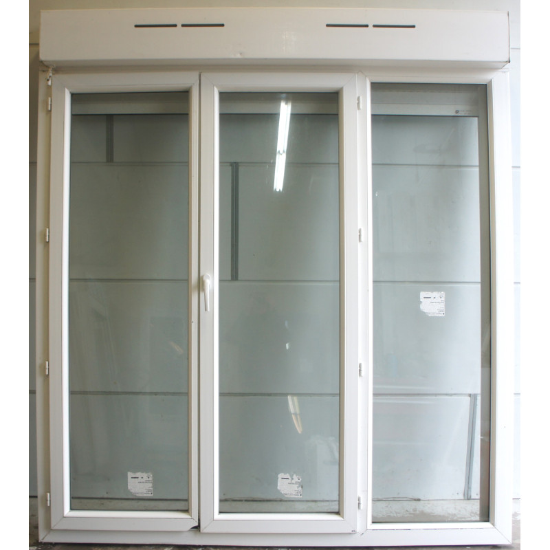 Porte-Fenêtre PVC 3 Vitres avec Volet Manuel H214xL196 cm