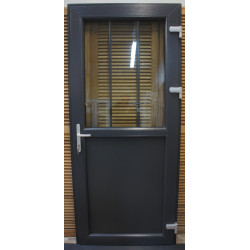 Porte Entrée PVC Anthracite Demi-Vitrée H208xL96 | MTU738