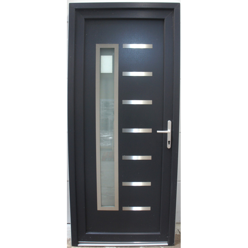 Porte Entrée PVC Anthracite & Blanc H218xL96 | MTU713