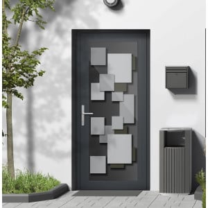 Porte Entrée PVC Anthracite & Blanc H218xL96 | MTU763