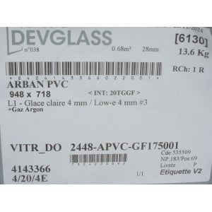 Fenêtre PVC Blanc avec Volet Roulant 123x240 cm | Fin de Chantier