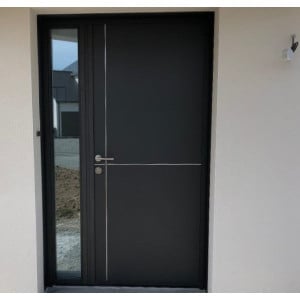 Ouvrant Seul Porte Alu K.Line Noir/Blanc Poussant Droit - LI203