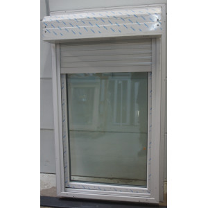 Fenêtre PVC Gris Clair avec Volet H154 x L87 cm | Réf PRE069