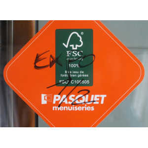 Baie Vitrée Coulissante Bois Exotique H218xL216 cm | PASD001