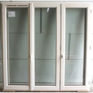 Fenêtre en Bois Prépeint Blanc 156x167 cm (3 Ouvrants)