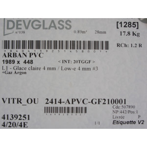 Porte-Fenêtre PVC 2 Vantaux + Volet Accordéon H216xL115 | PRE073