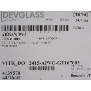 Fenêtre PVC 1 Vantail + Allège Fixe & Volet | H232 x L108 cm