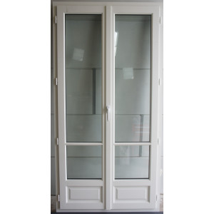 Porte-Fenêtre Bois 2 Vantaux Lasuré Blanc H214xL107 | LKF013