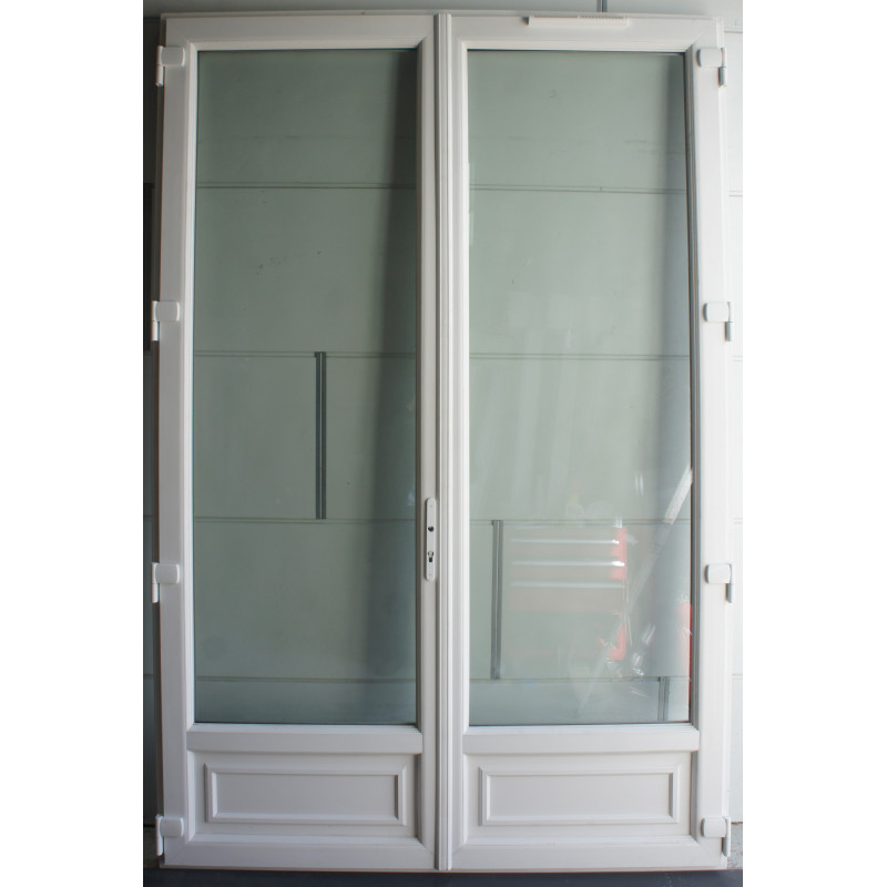 Porte-Fenêtre PVC Blanc H253xL168 cm | Poignée Traversante