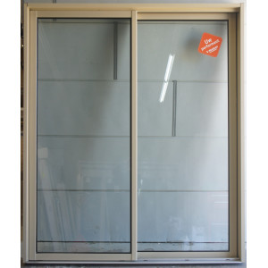 Baie Vitrée Alu Bicolore Blanc / Beige RAL 1015 H218xL186 cm