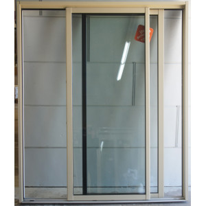 Baie Vitrée Alu Bicolore Blanc / Beige RAL 1015 H218xL186 cm