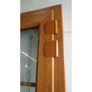 Porte d'Entrée PVC Chêne Doré H222xL88 - Vitrage Opaque