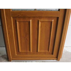 Porte d'Entrée PVC Chêne Doré H222xL88 - Vitrage Opaque