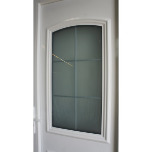 Porte d'Entrée PVC Acajou/Blanc H215xL91 - Vitre Opaque MAC027