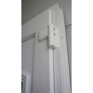 Porte d'Entrée PVC Acajou/Blanc H215xL91 - Vitre Opaque MAC027