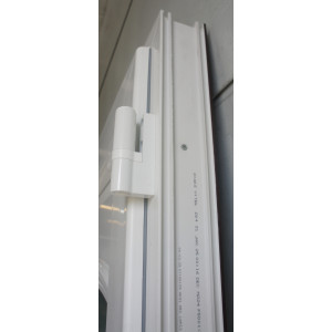 Porte d'Entrée PVC Acajou/Blanc H215xL91 - Vitre Opaque MAC027