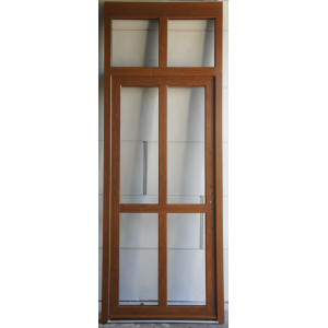 Porte PVC chêne doré avec imposte