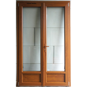 porte fenêtre pvc chêne doré