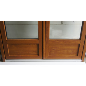 porte fenêtre pvc chêne doré