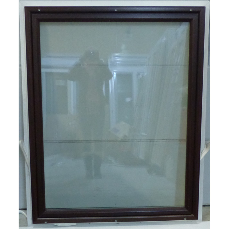 Fenêtre PVC blanc/acajou