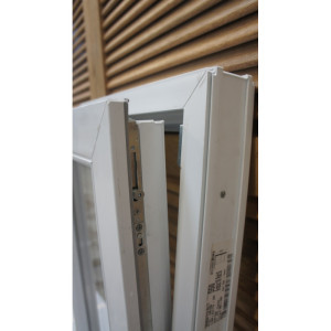 Porte PVC Chêne Clair & Blanc H216xL87 Poussant Gauche | AB010