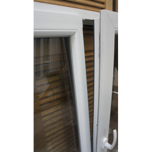 Porte PVC Chêne Clair & Blanc H216xL87 Poussant Gauche | AB010