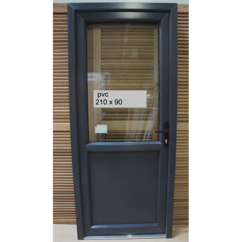 Porte PVC Anthracite Demi-Vitrée 210x90 cm | Fin de Chantier