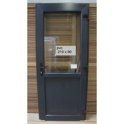 Porte PVC Anthracite Demi-Vitrée 210x90 cm | Fin de Chantier