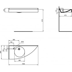 Evier/vasque destockage, pas cher, discount lavabo porcher  plan d angle à gauche pmr, 199,00 €