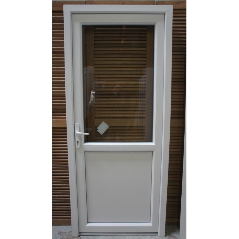 Porte PVC Blanc Demi-Vitrée 210x90 cm | Fin de Chantier